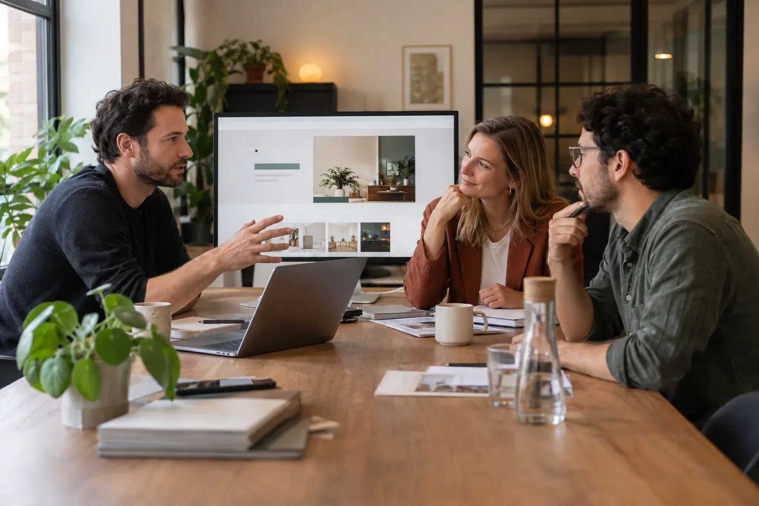 Agence web Espero-Soft : équipe en réunion de projet avec un client belge