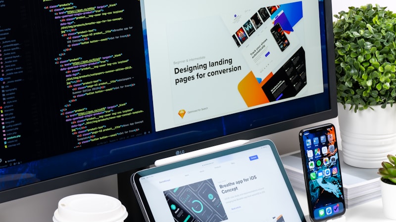 Développeur travaillant sur du code avec plusieurs écrans